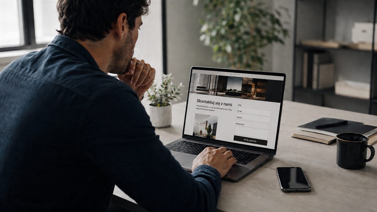 Klient wypełniający formularz kontaktowy na stronie internetowej